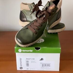 Remonte Green and Brown High-Top Sneakers